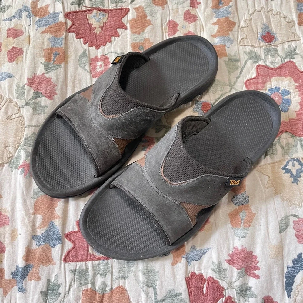 Teva Langdon Slide Sandal Black Brown Men's Size 12 Shoes Beach Pool Gym Water